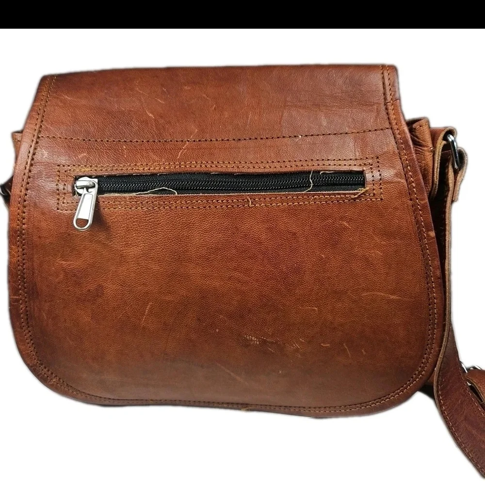 Komal’s Passion Leather Crossbody Bag Brown Canvas Unisex Retro